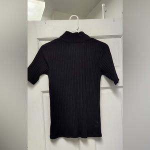 Black Loft Mock Neck Short Sleeve Sweater Size Small